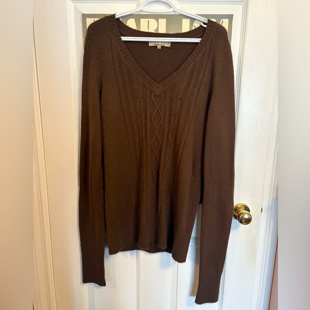 dalia brown v-neck sweater
